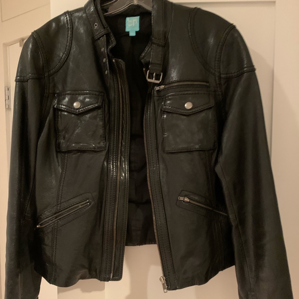 Barney’s New York biker-style leather jacket